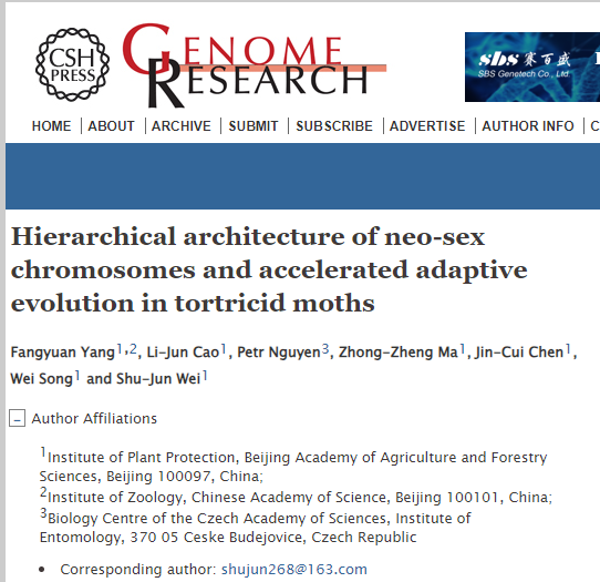Genome Res.-北京农林科学院魏书军研究员团队揭示卷蛾科昆虫新性染色体进化特性