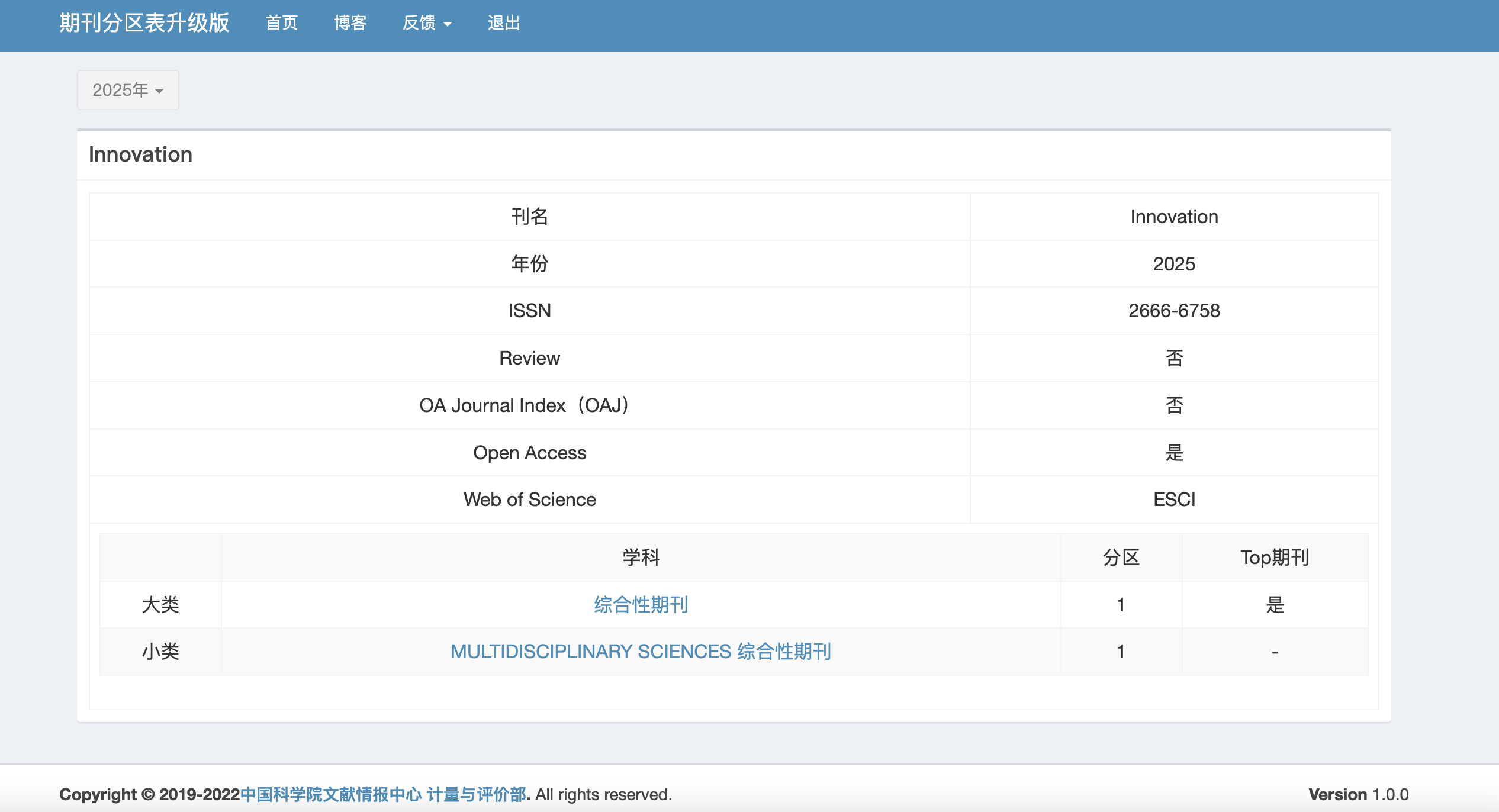 The Innovation 入选中科院1区TOP期刊