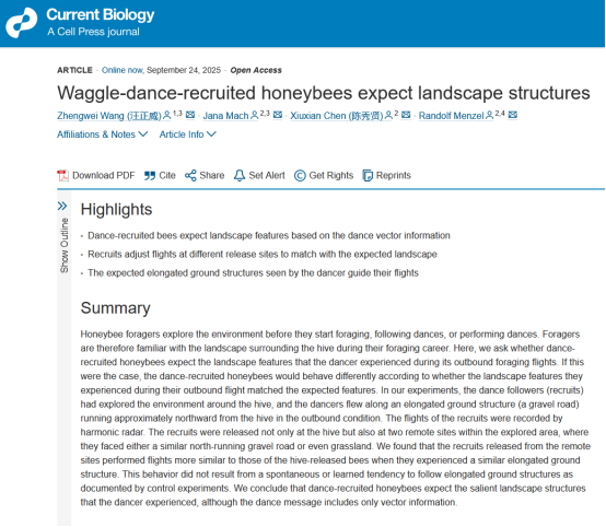 CB-蜜蜂不迷路：舞蹈跟随蜂学习舞蹈也预期景观结构